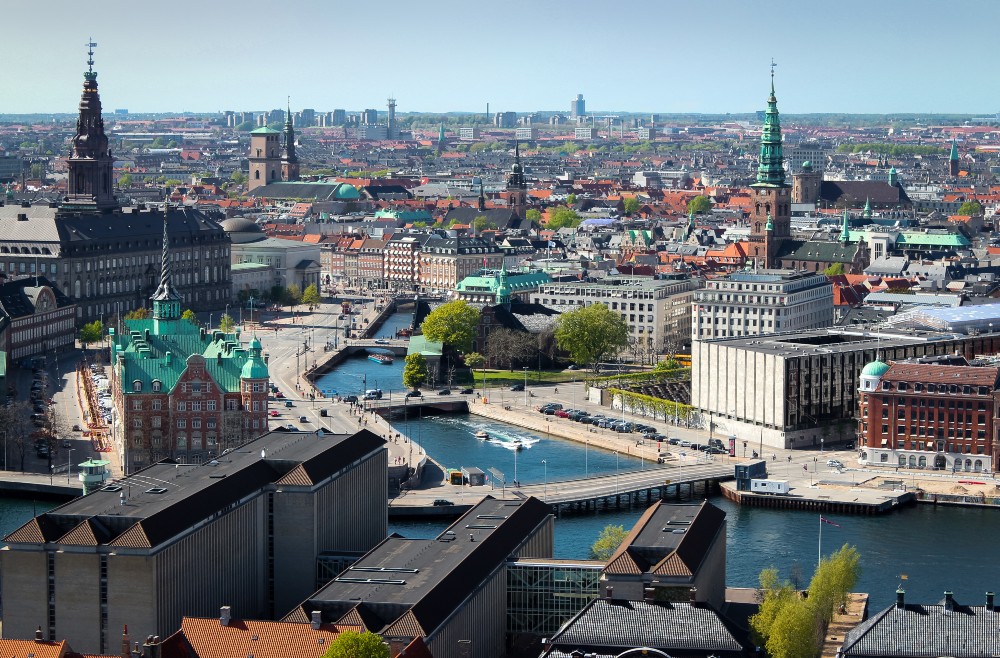 Central Copenhagen aerial shot