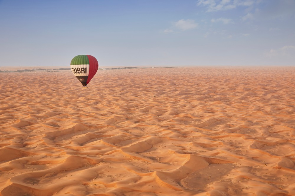 Hot air balloon over desert