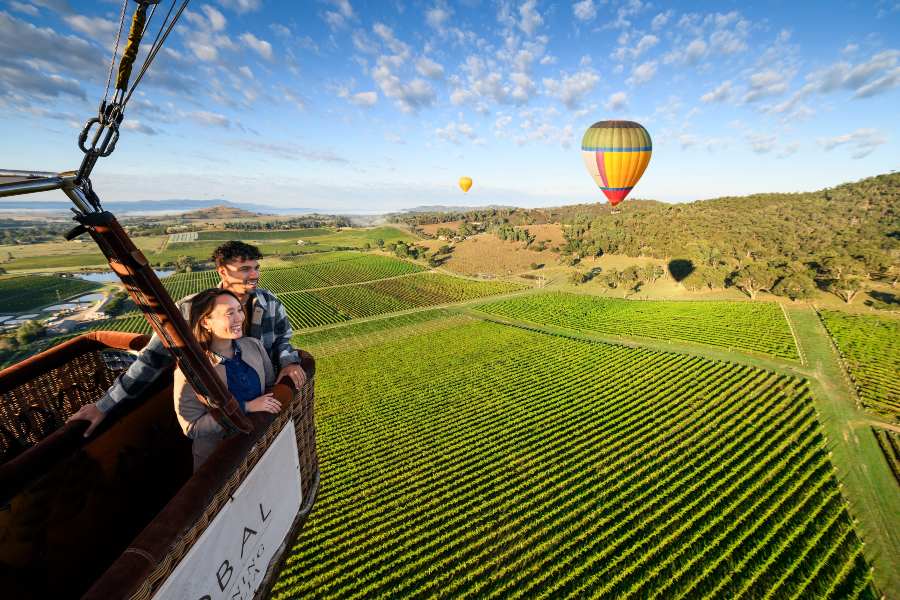 two people on hot air balloon